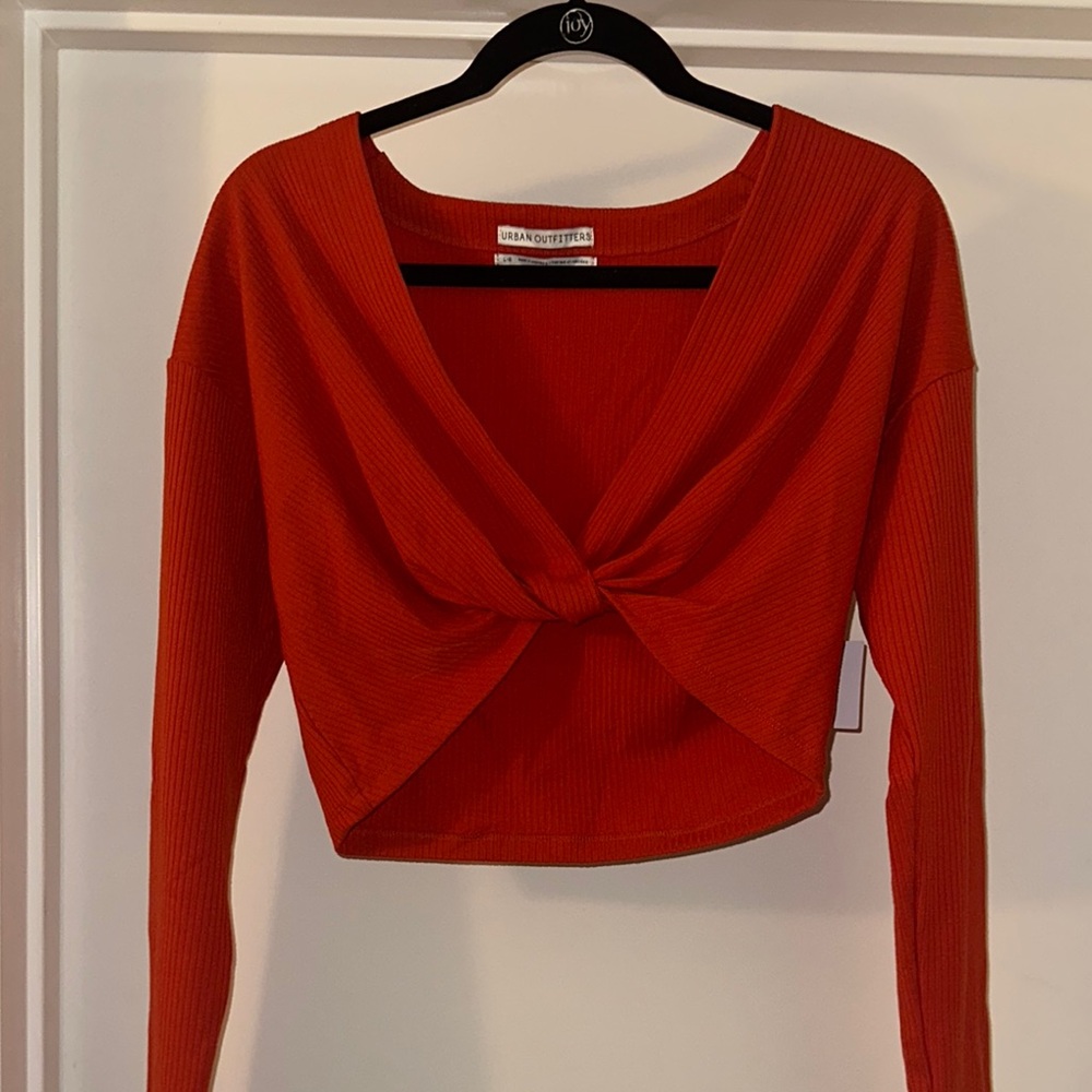 Urban Outfitters Red/Orange Long Sleeve Twist Top